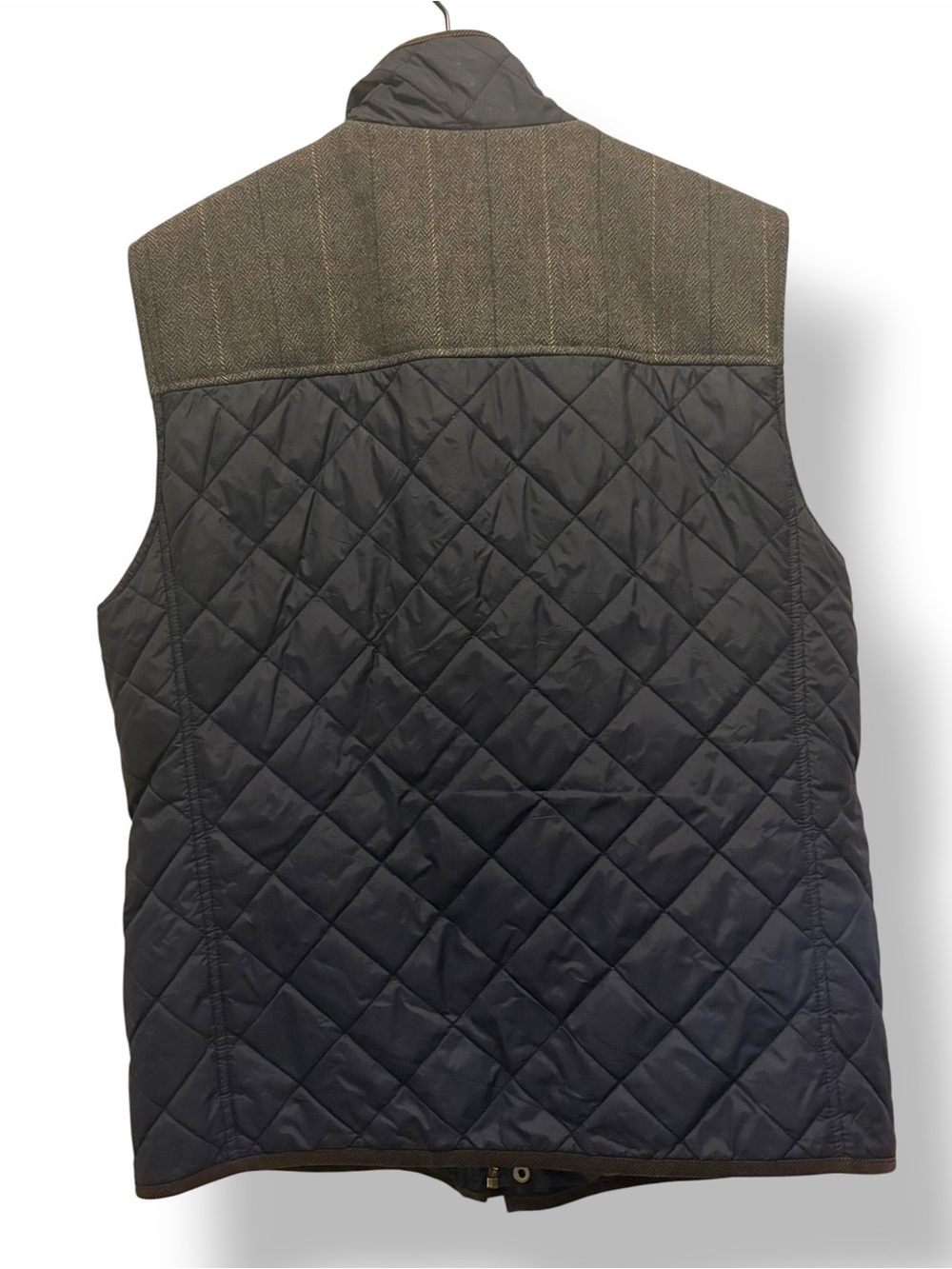 Vince Camuto Men Med Navy Quilted Vest Wool Blend Plaid Tweed Full Zip Puffer - Picture 9 of 16